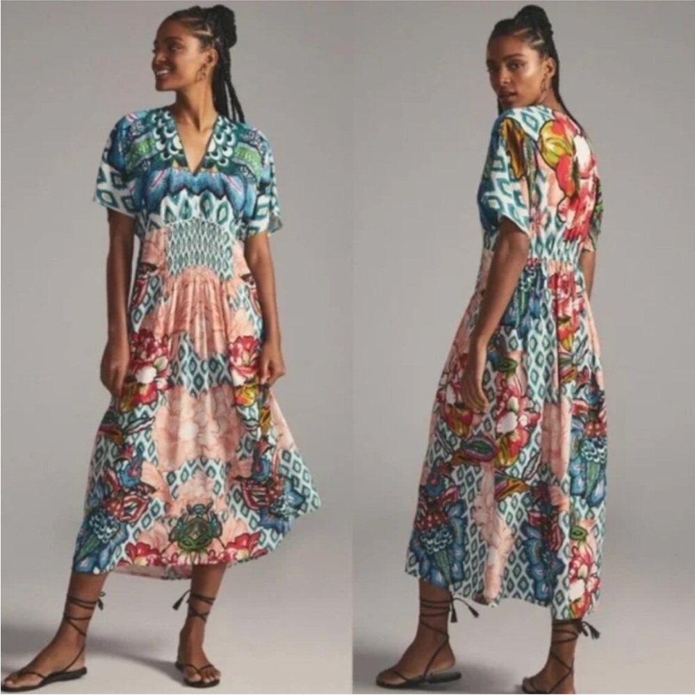 NWT Anthropologie maxi dress Bl^nk London CORAL/CORA Bohemian One Size Fits Most - Picture 6 of 9